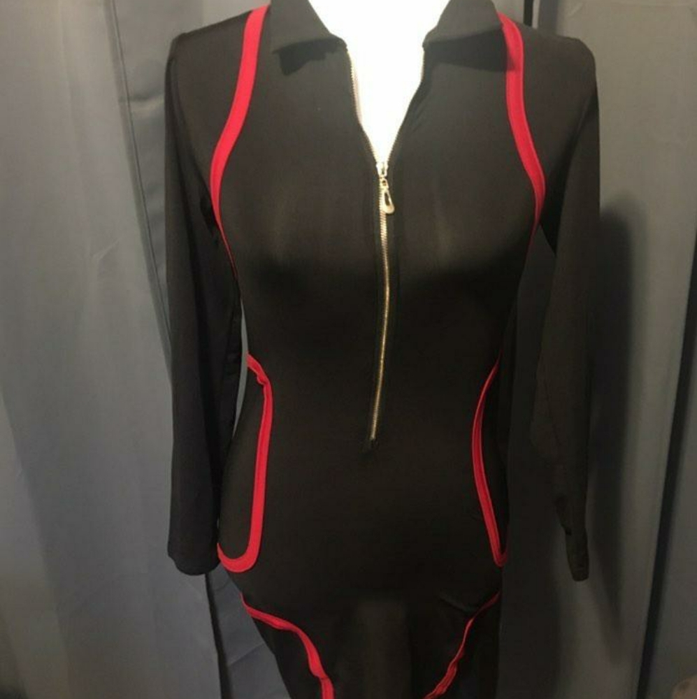 Red and Black bodycon dress